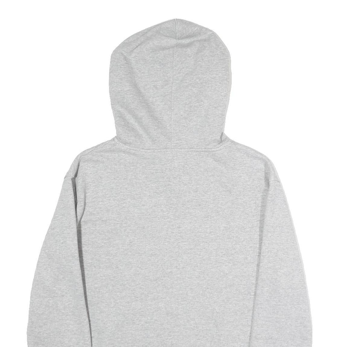 CHAMPION Womens Grey Hoodie S Cotton Blend Pullover Striped Cuffs