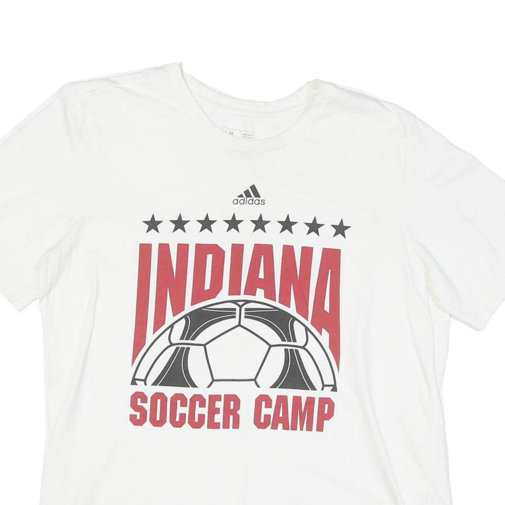 ADIDAS Mens White Indiana Soccer Camp Graphic T-Shirt M Short Sleeve Crew Neck