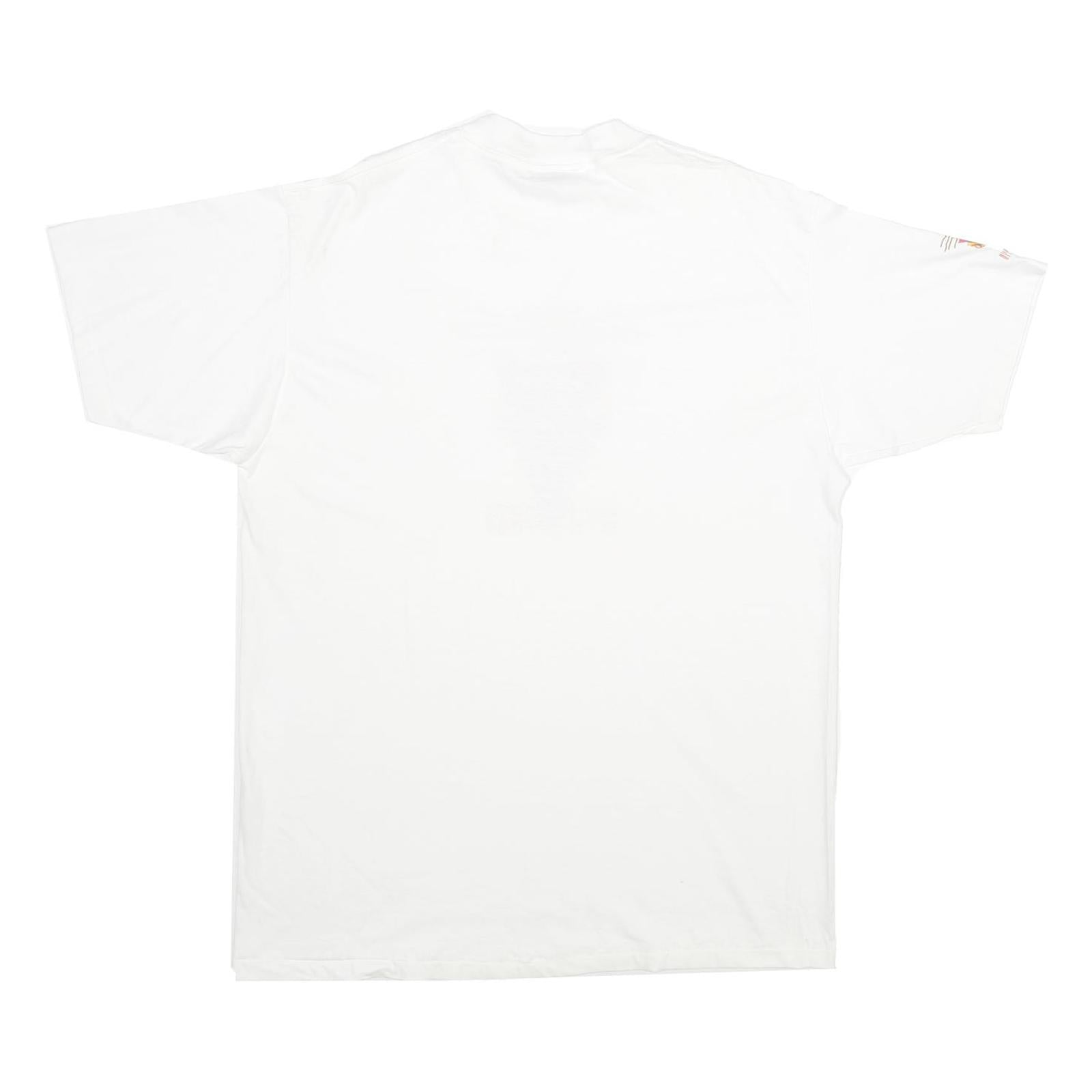 ONEITA Mens White Graphic T-Shirt XL Short Sleeve Crew Neck Cotton Casual