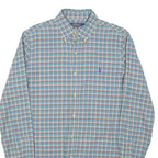 POLO RALPH LAUREN Mens Blue Check Shirt M Button Down Collar Long Sleeve Casual