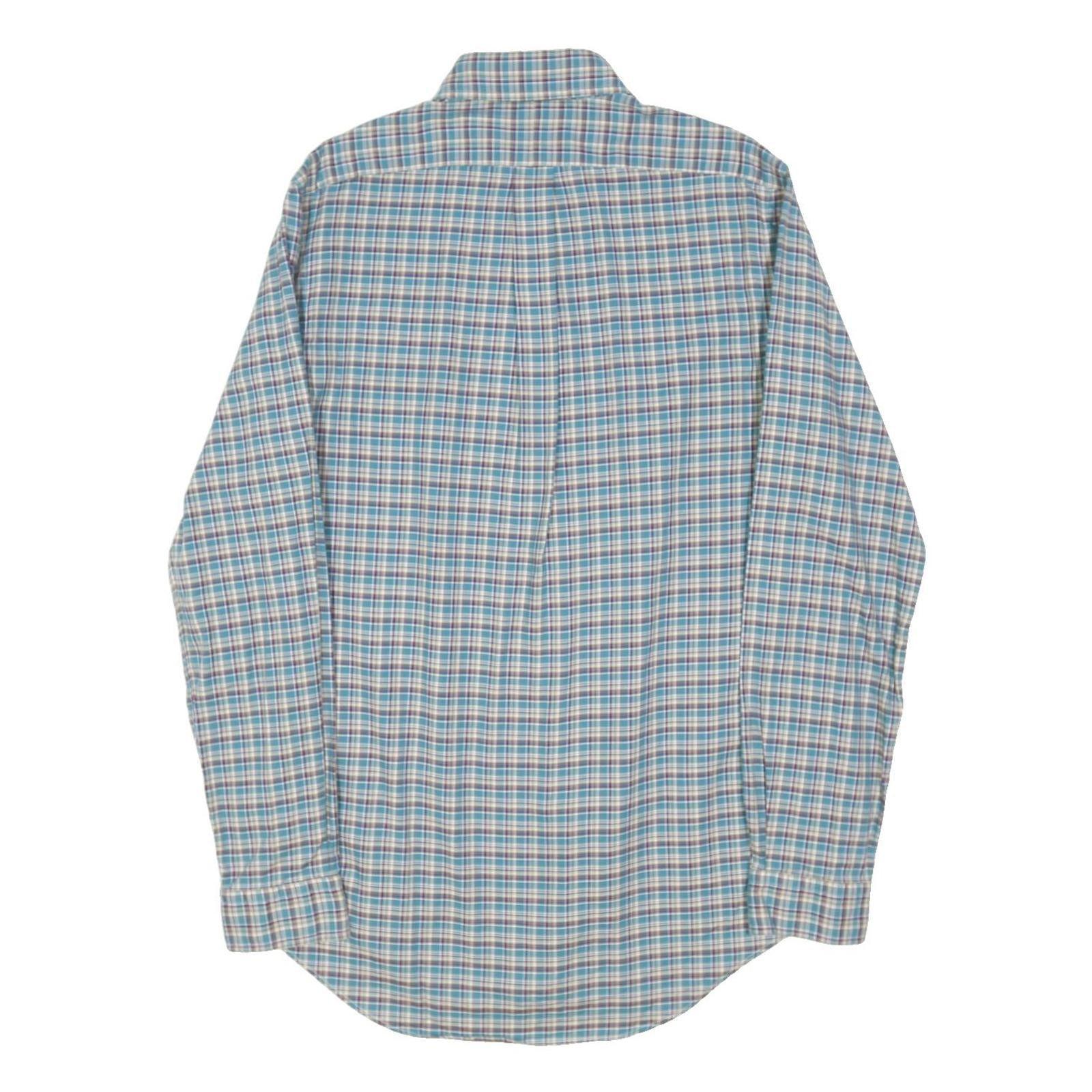 POLO RALPH LAUREN Mens Blue Check Shirt M Button Down Collar Long Sleeve Casual