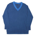 TOMMY HILFIGER Womens Blue & Black Patterned Jumper V-Neck Basic Knit L