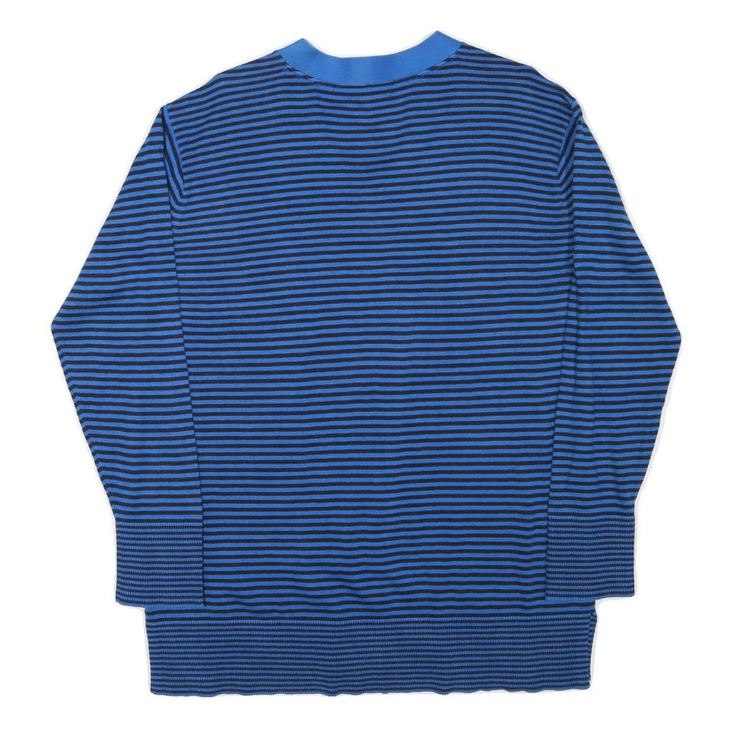 TOMMY HILFIGER Womens Blue & Black Patterned Jumper V-Neck Basic Knit L