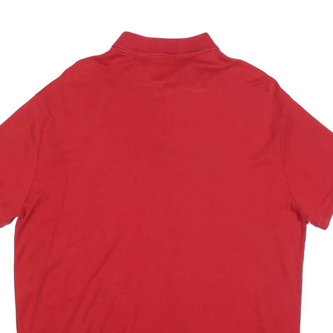 POLO RALPH LAUREN Mens Red Short Sleeve Plain Polo Shirt L Cotton Blend Casual
