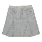 TOMMY HILFIGER Womens Grey Mini Cotton Blend Skirt Button Flared Casual M