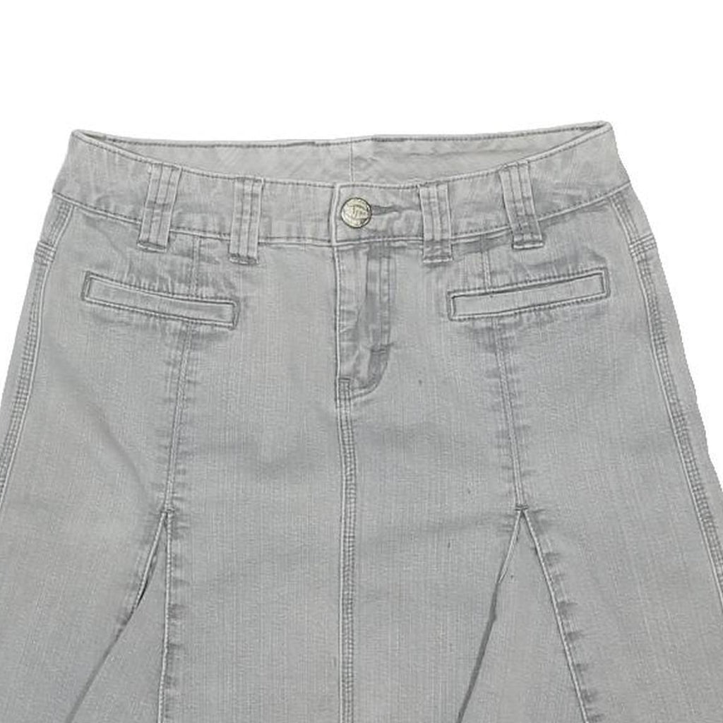 TOMMY HILFIGER Womens Grey Mini Cotton Blend Skirt Button Flared Casual M