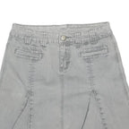 TOMMY HILFIGER Womens Grey Mini Cotton Blend Skirt Button Flared Casual M