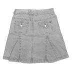 TOMMY HILFIGER Womens Grey Mini Cotton Blend Skirt Button Flared Casual M