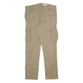 WRANGLER Mens Regular Beige Cotton Blend Regular Tapered Trousers W34 L31 Cargo