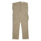 WRANGLER Mens Regular Beige Cotton Blend Regular Tapered Trousers W34 L31 Cargo