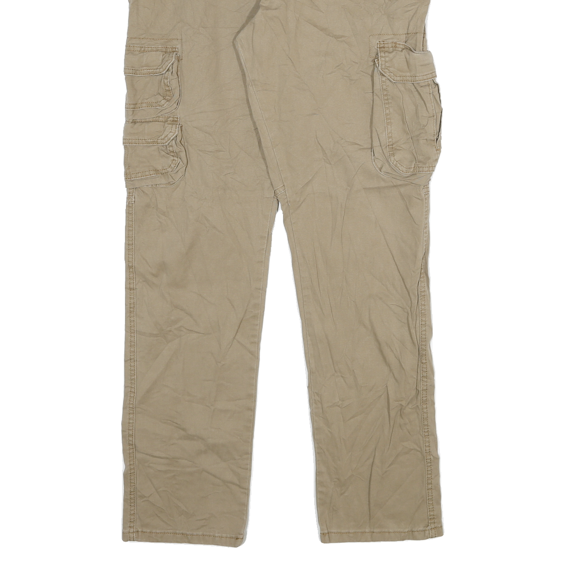 WRANGLER Mens Regular Beige Cotton Blend Regular Tapered Trousers W34 L31 Cargo