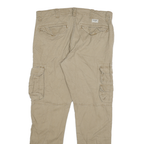 WRANGLER Mens Regular Beige Cotton Blend Regular Tapered Trousers W34 L31 Cargo