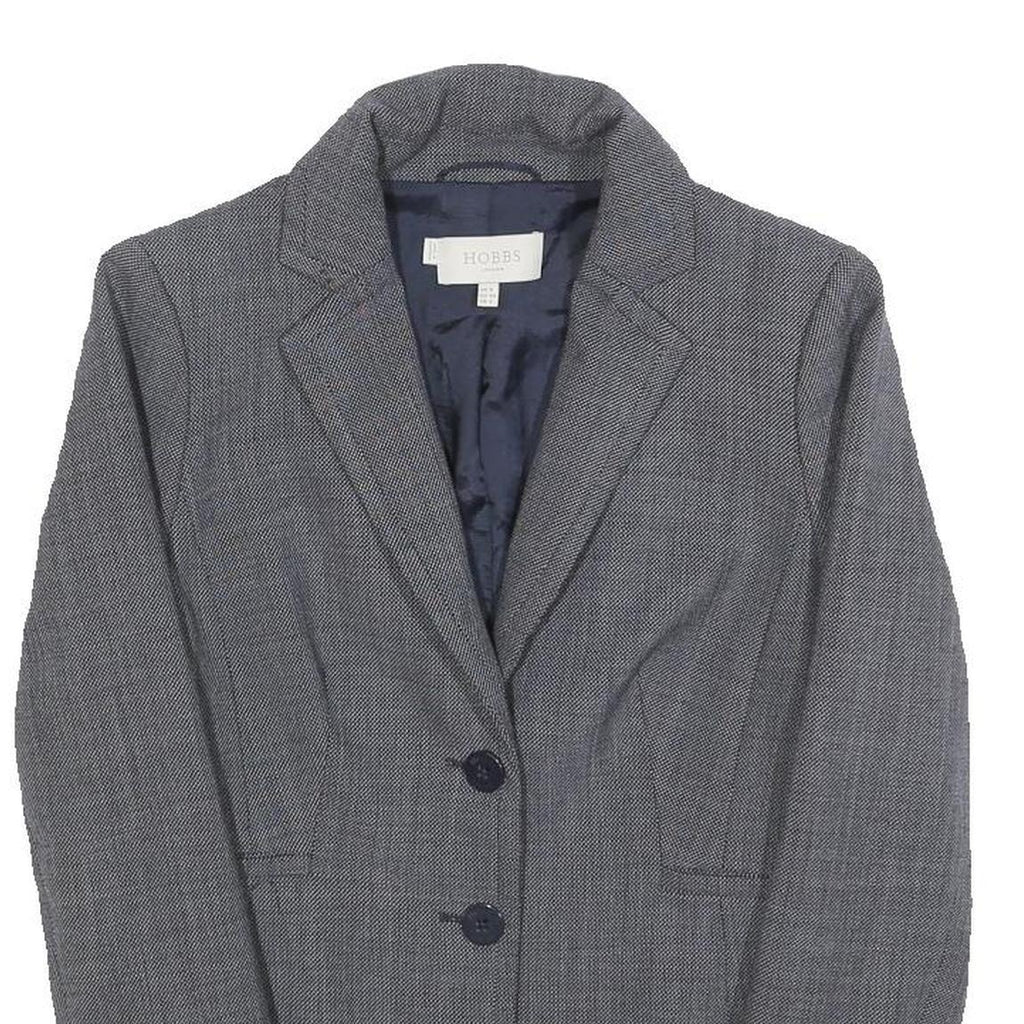HOBBS LONDON Womens Grey Wool Blend Tailored Jacket UK 8 Plain Button Closure