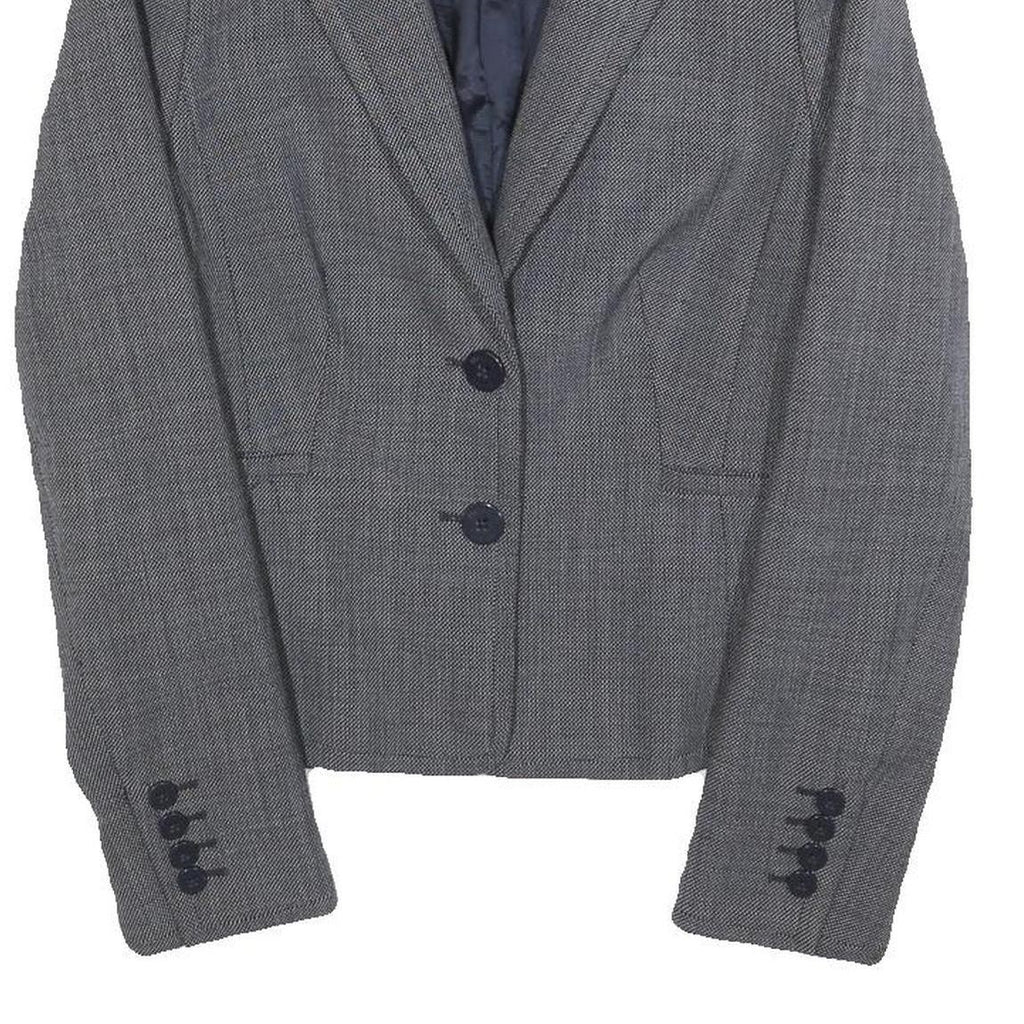 HOBBS LONDON Womens Grey Wool Blend Tailored Jacket UK 8 Plain Button Closure