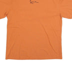 KARL KANI Mens Orange Cotton Blend T-Shirt L Short Sleeve Crew Neck Minimal Logo