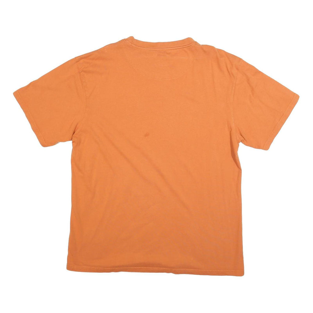 KARL KANI Mens Orange Cotton Blend T-Shirt L Short Sleeve Crew Neck Minimal Logo