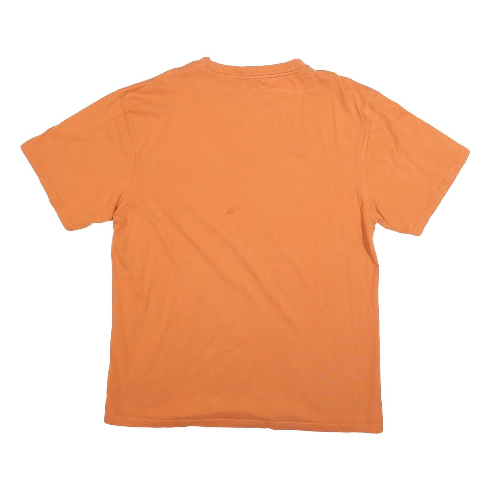 KARL KANI Mens Orange Cotton Blend T-Shirt L Short Sleeve Crew Neck Minimal Logo