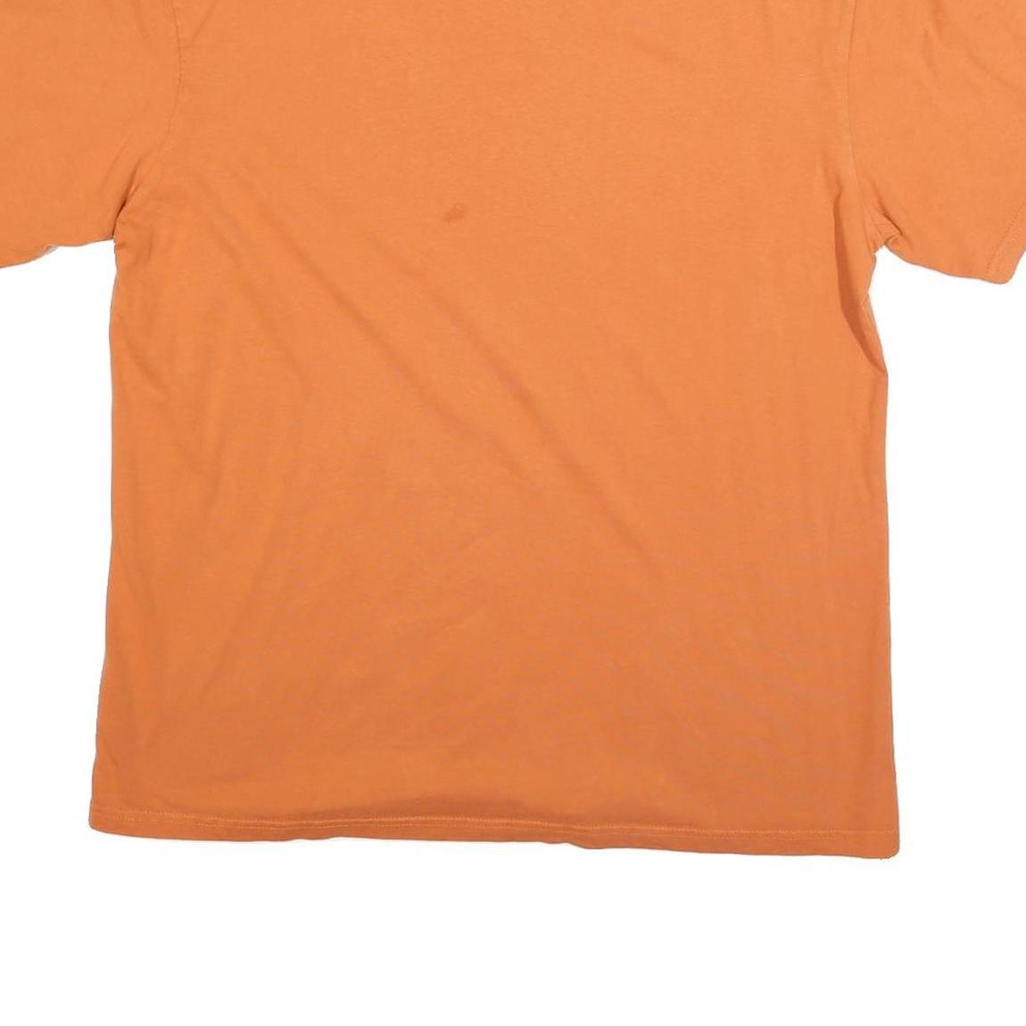 KARL KANI Mens Orange Cotton Blend T-Shirt L Short Sleeve Crew Neck Minimal Logo