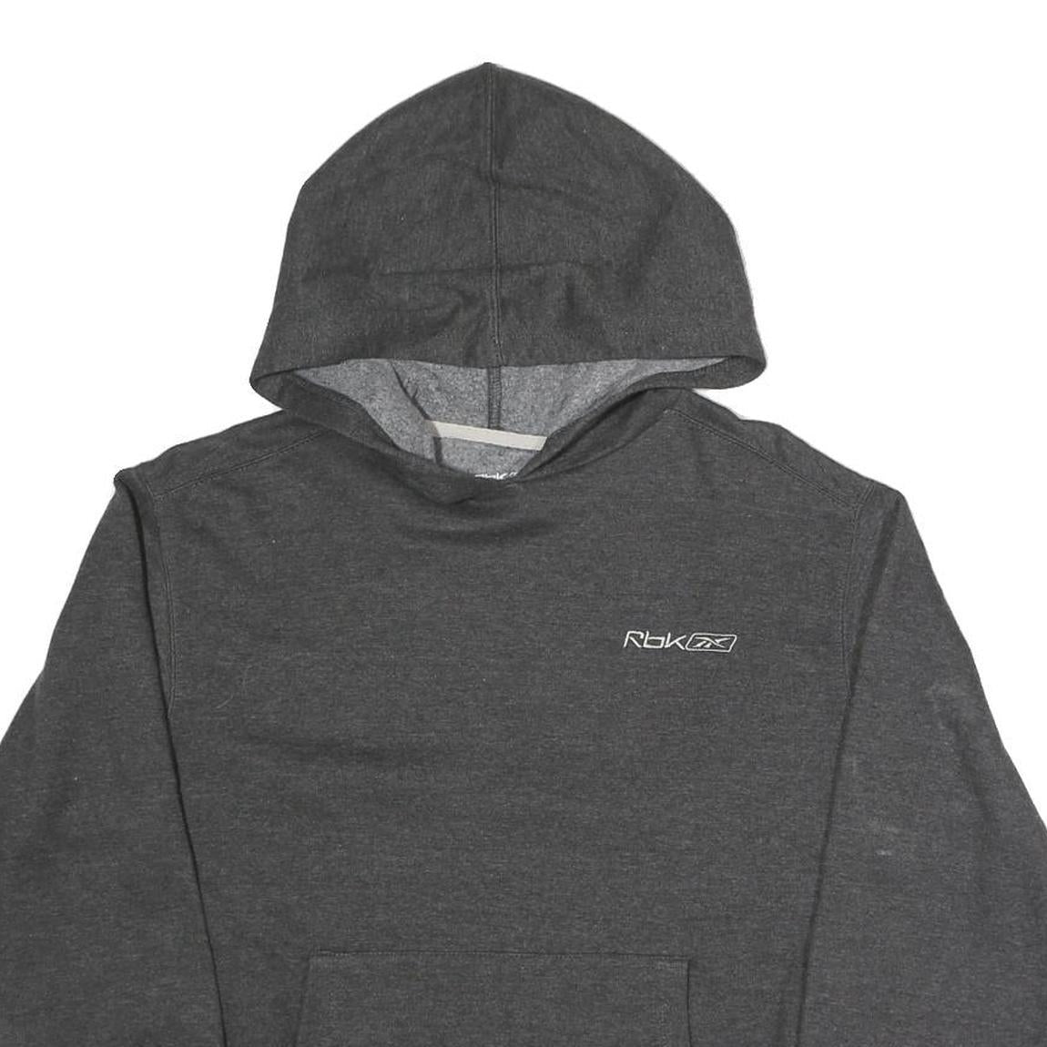 REEBOK Womens Grey Pullover Hoodie M Rbk Logo Casual