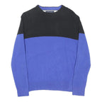 TOMMY HILFIGER Mens Black & Blue Patterned Jumper Crew Neck Basic Knit L Wool