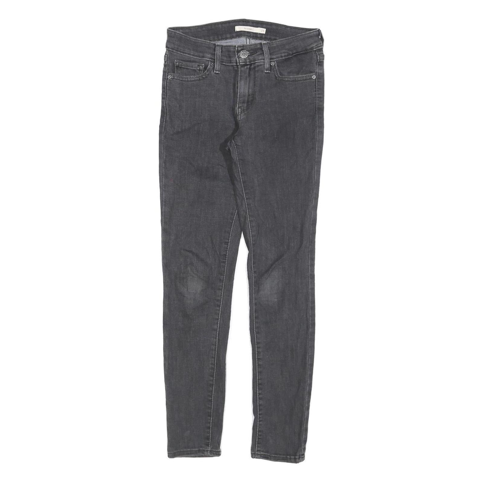 LEVI'S 711 Womens Jeans Black Slim Skinny Denim Medium W25 L28 Stylish