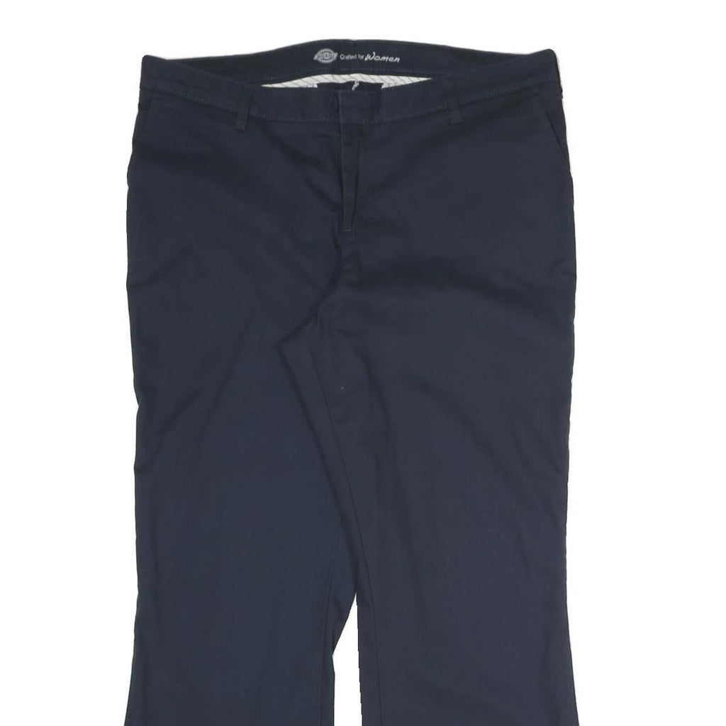 DICKIES Womens Polyester Blend Navy Blue Regular Fit Straight Leg Trousers W38
