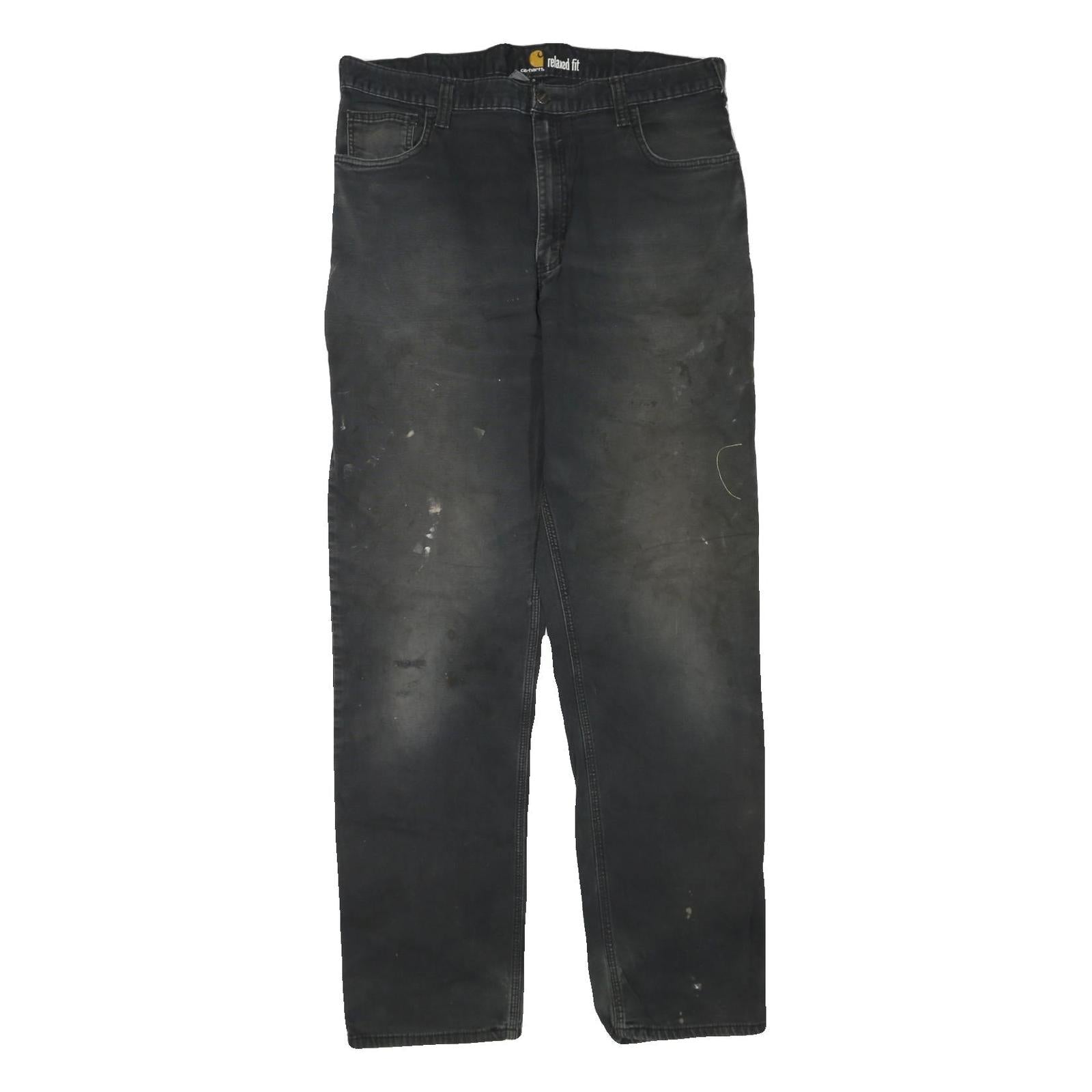 CARHARTT Mens Jeans Black Regular Straight Denim W38 L36 Workwear Durable Cotton