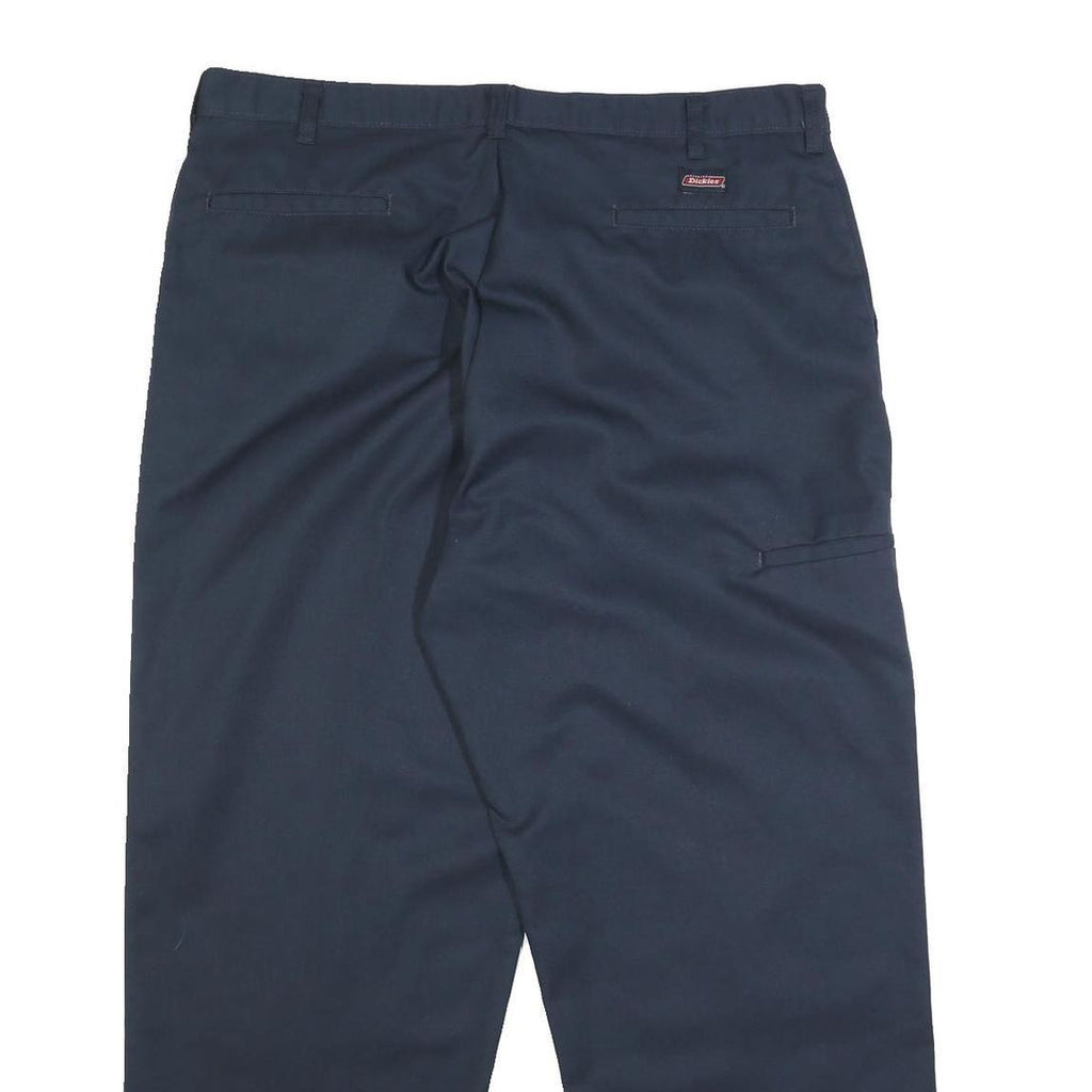 DICKIES Mens Navy Relaxed Straight Cotton Blend Trousers W40 L30 Workwear