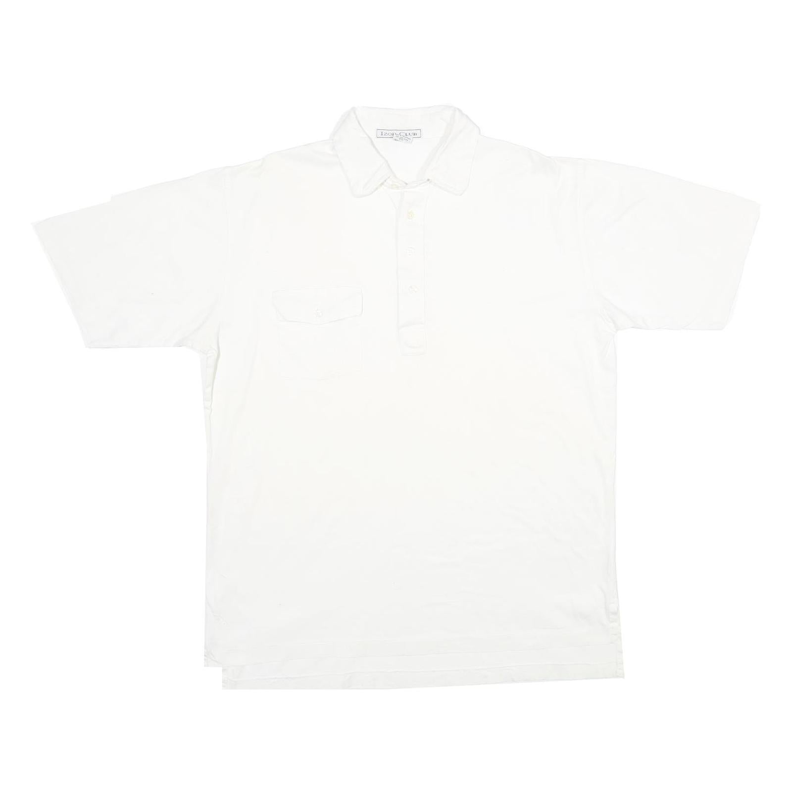 IZOD Mens White Short Sleeve Plain Polo Shirt L Cotton Casual Classic
