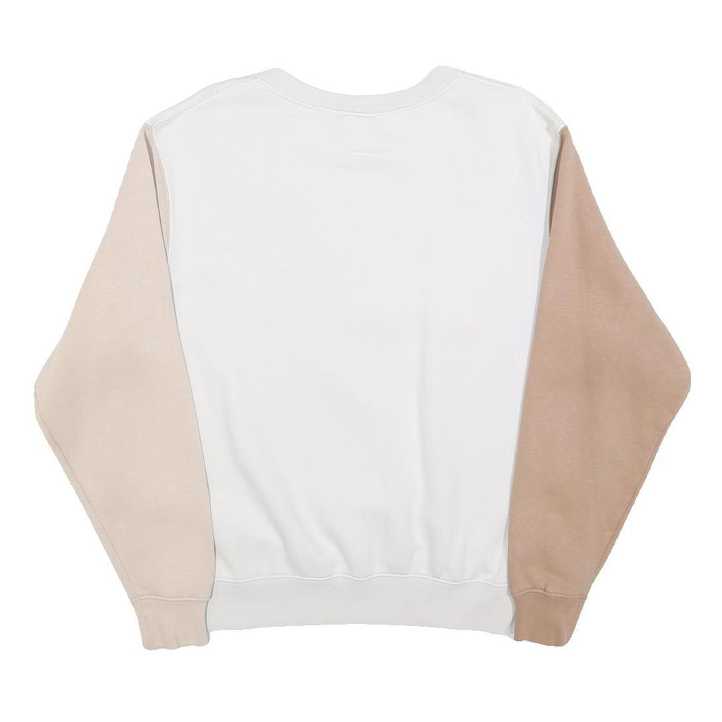 NIKE Womens White & Beige Sweatshirt Crew Neck M Cotton Blend Sporty