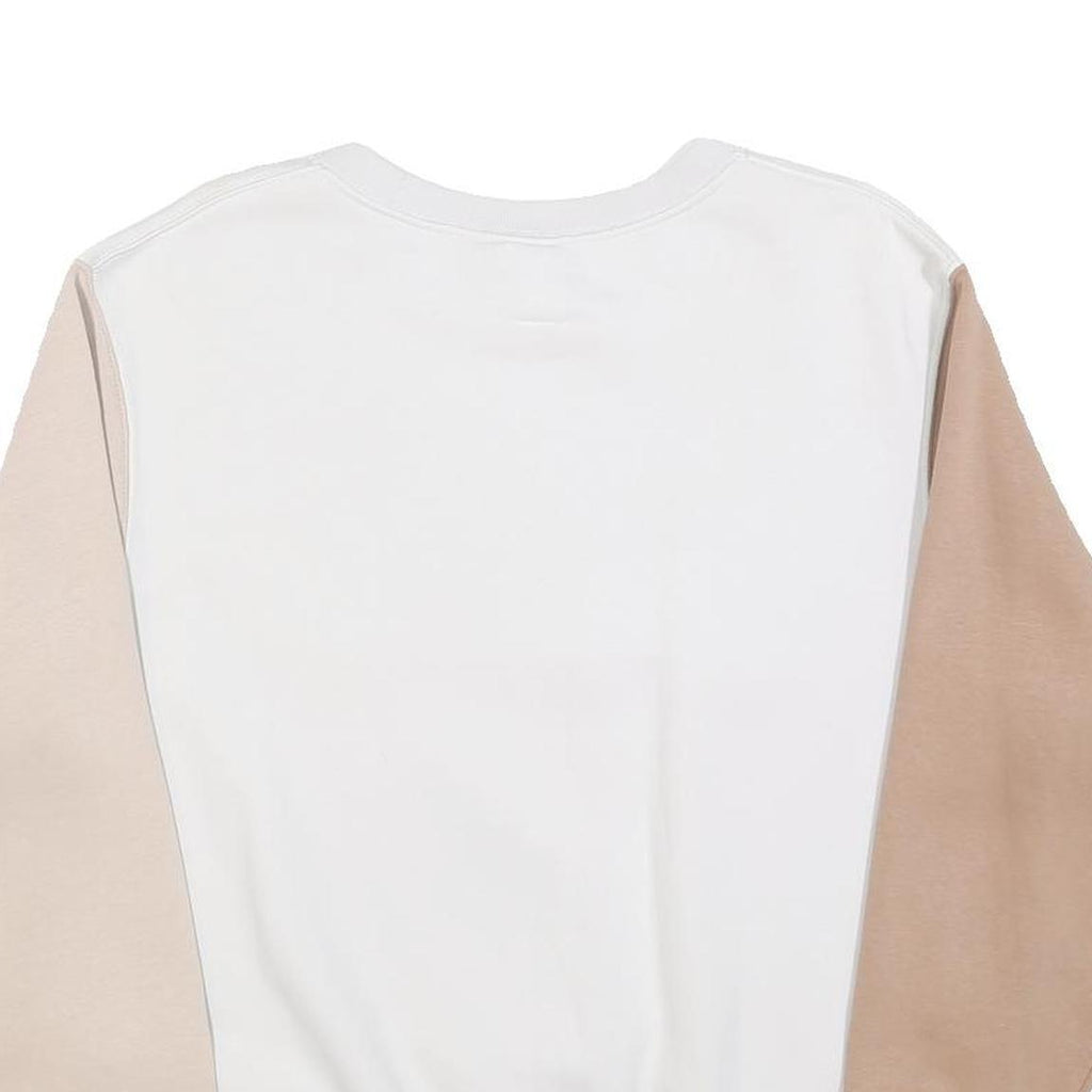 NIKE Womens White & Beige Sweatshirt Crew Neck M Cotton Blend Sporty