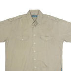 EDMONTE Mens Plain Shirt Beige 90s L