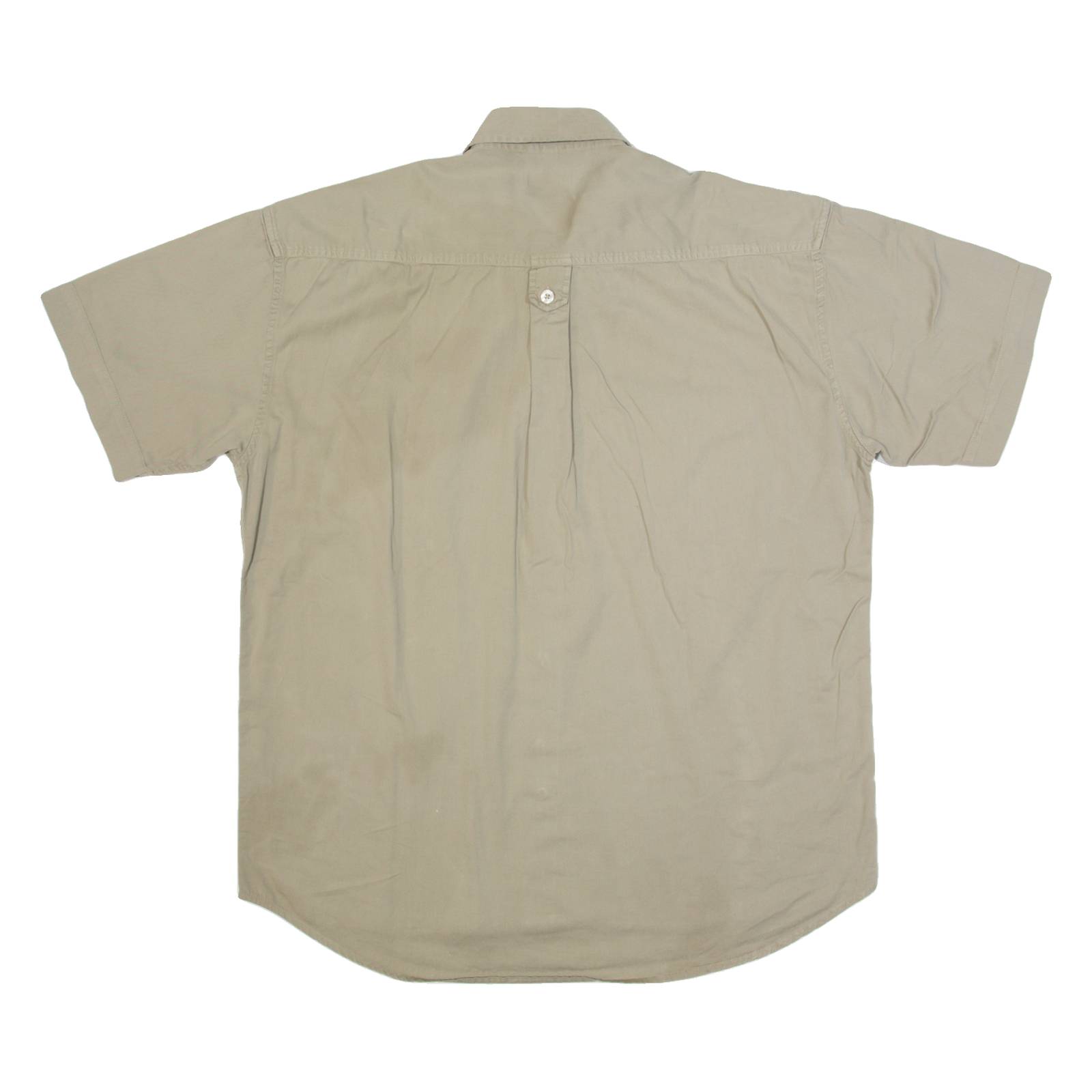 EDMONTE Mens Plain Shirt Beige 90s L
