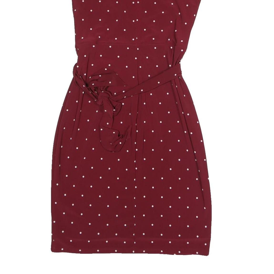 LAUREN RALPH LAUREN Womens Maroon & White Polka Dot Day Jersey Shift Dress M