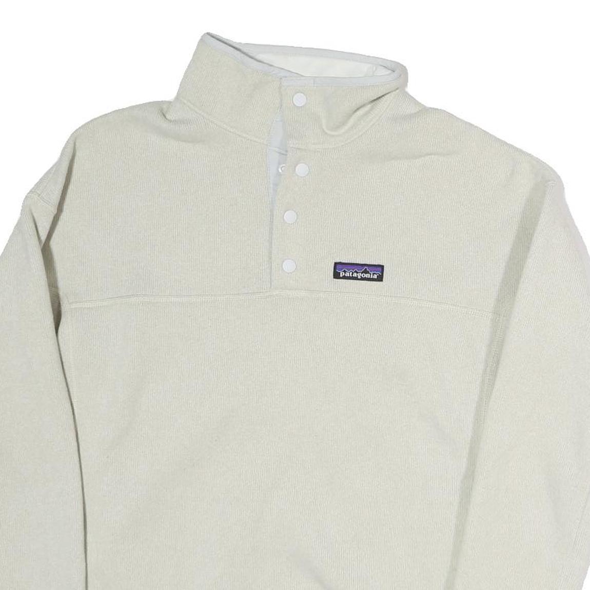 PATAGONIA Womens Cream Sweatshirt Pullover L Button Neck Outdoor Casual