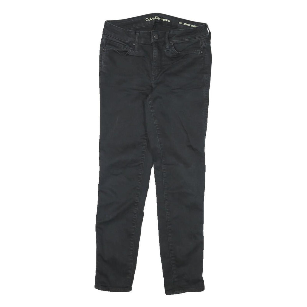 CALVIN KLEIN JEANS Womens Black Slim Skinny Denim Rinse W26 L25 Zip Closure