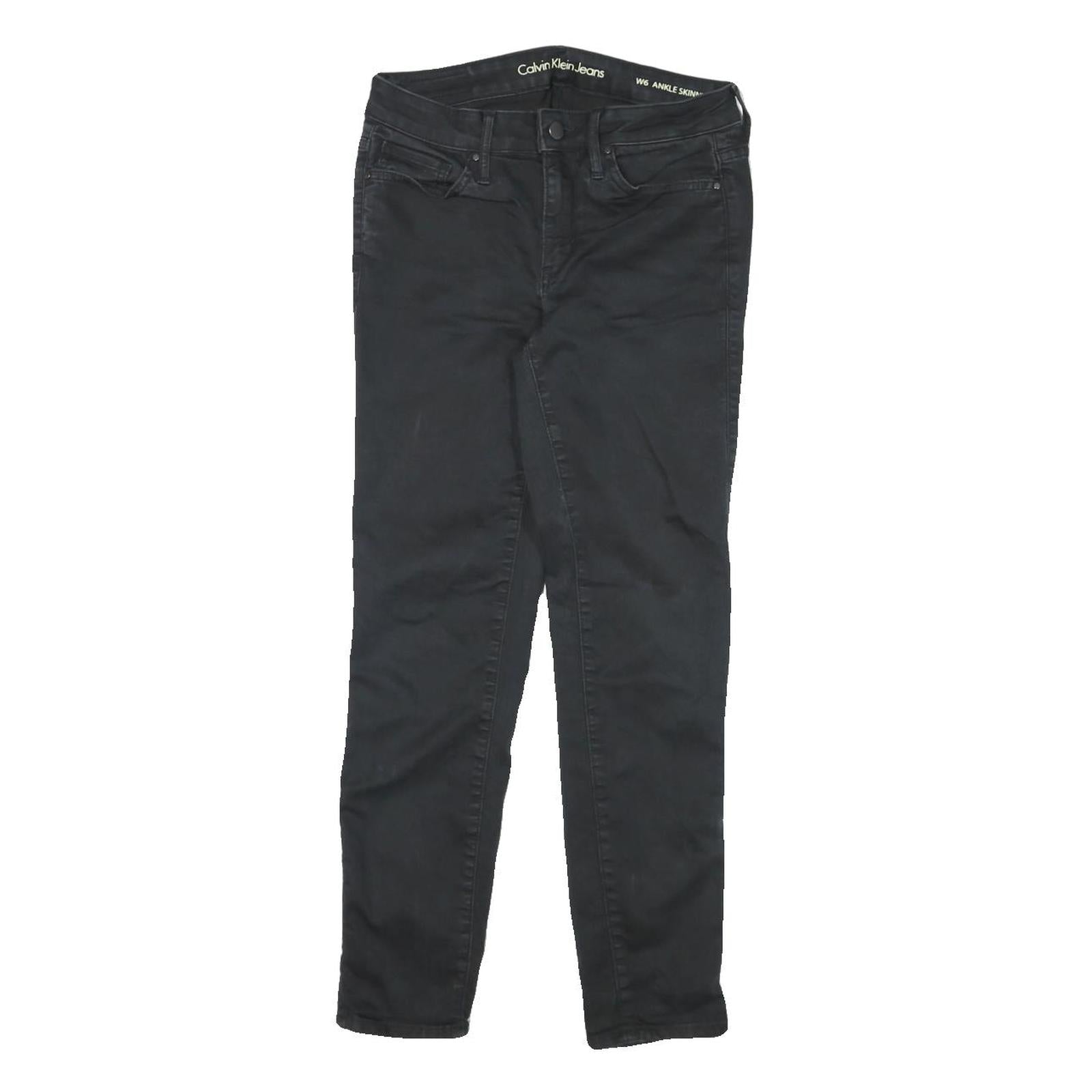 CALVIN KLEIN JEANS Womens Black Slim Skinny Denim Rinse W26 L25 Zip Closure