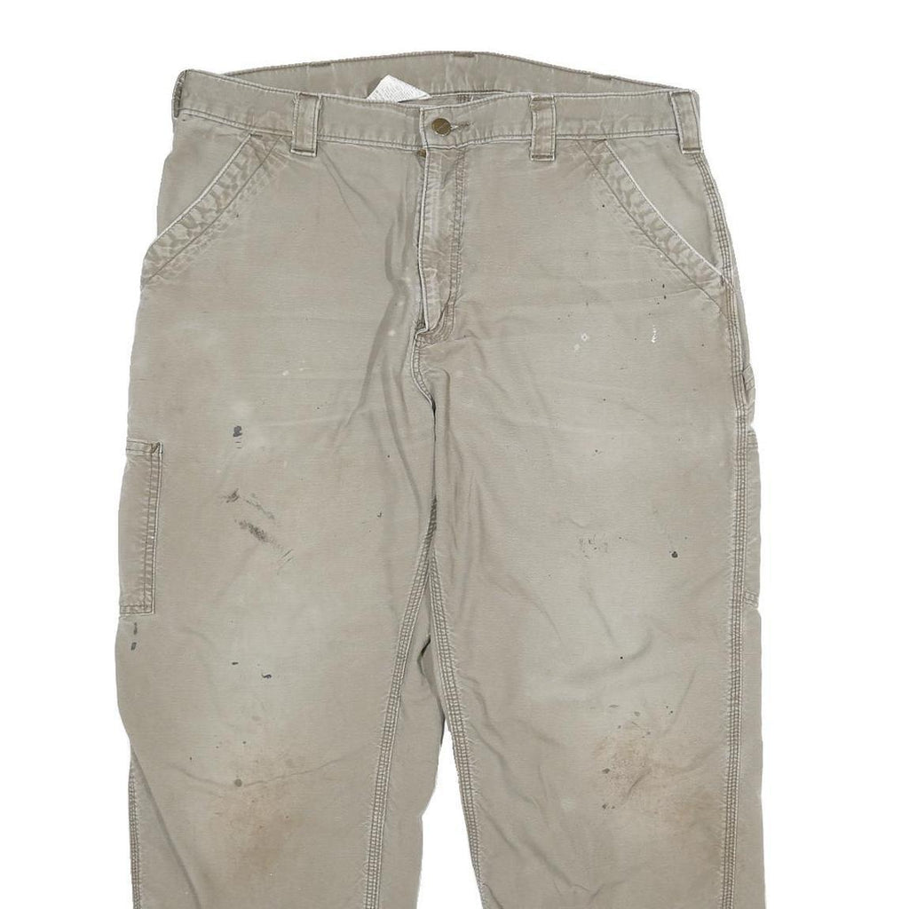 CARHARTT Mens Relaxed W36 L30 Beige Cotton Blend Straight Leg Trousers Workwear