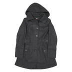 MISS 60 Womens Grey Button Jacket XS Cotton Blend Hooded Pleated