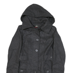 MISS 60 Womens Grey Button Jacket XS Cotton Blend Hooded Pleated