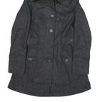 MISS 60 Womens Grey Button Jacket XS Cotton Blend Hooded Pleated