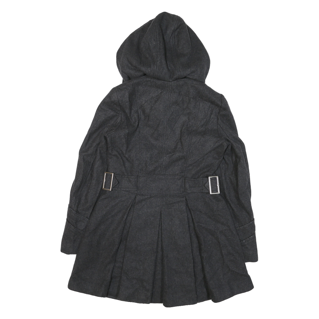 MISS 60 Womens Grey Button Jacket XS Cotton Blend Hooded Pleated