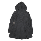 MISS 60 Womens Grey Button Jacket XS Cotton Blend Hooded Pleated