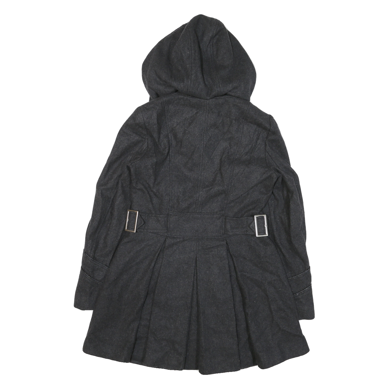 MISS 60 Womens Grey Button Jacket XS Cotton Blend Hooded Pleated