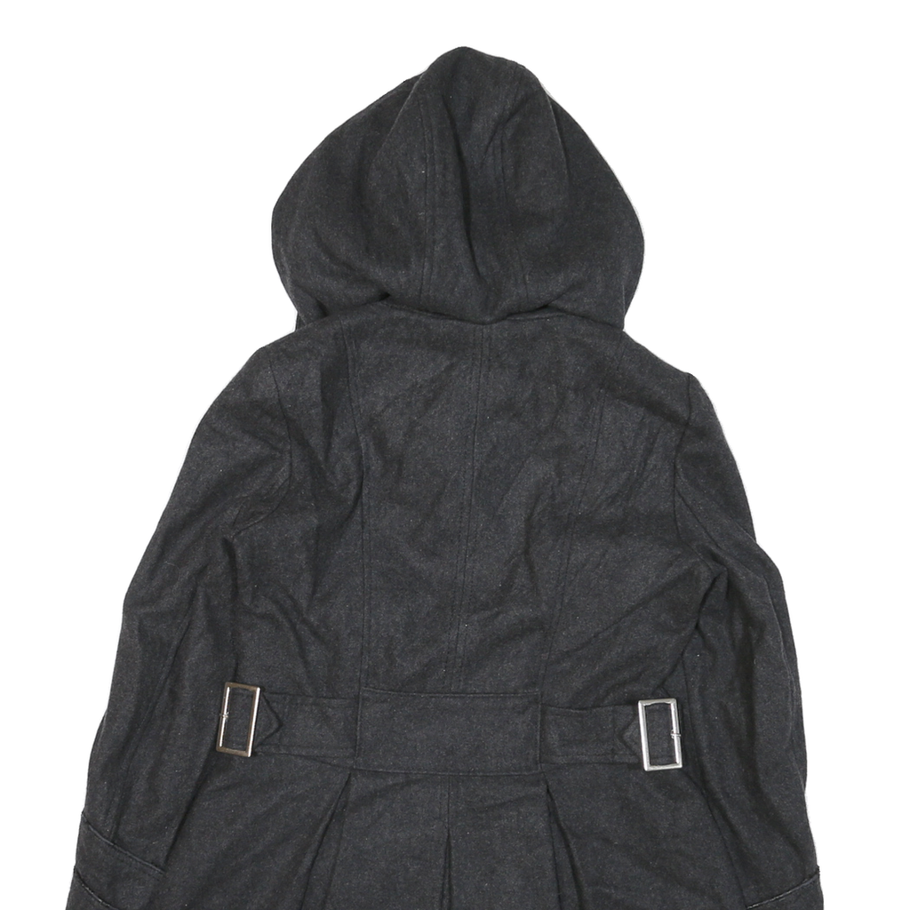 MISS 60 Womens Grey Button Jacket XS Cotton Blend Hooded Pleated