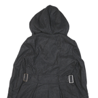 MISS 60 Womens Grey Button Jacket XS Cotton Blend Hooded Pleated