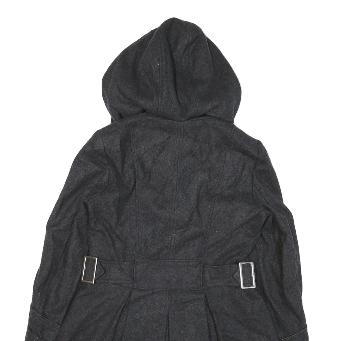 MISS 60 Womens Grey Button Jacket XS Cotton Blend Hooded Pleated