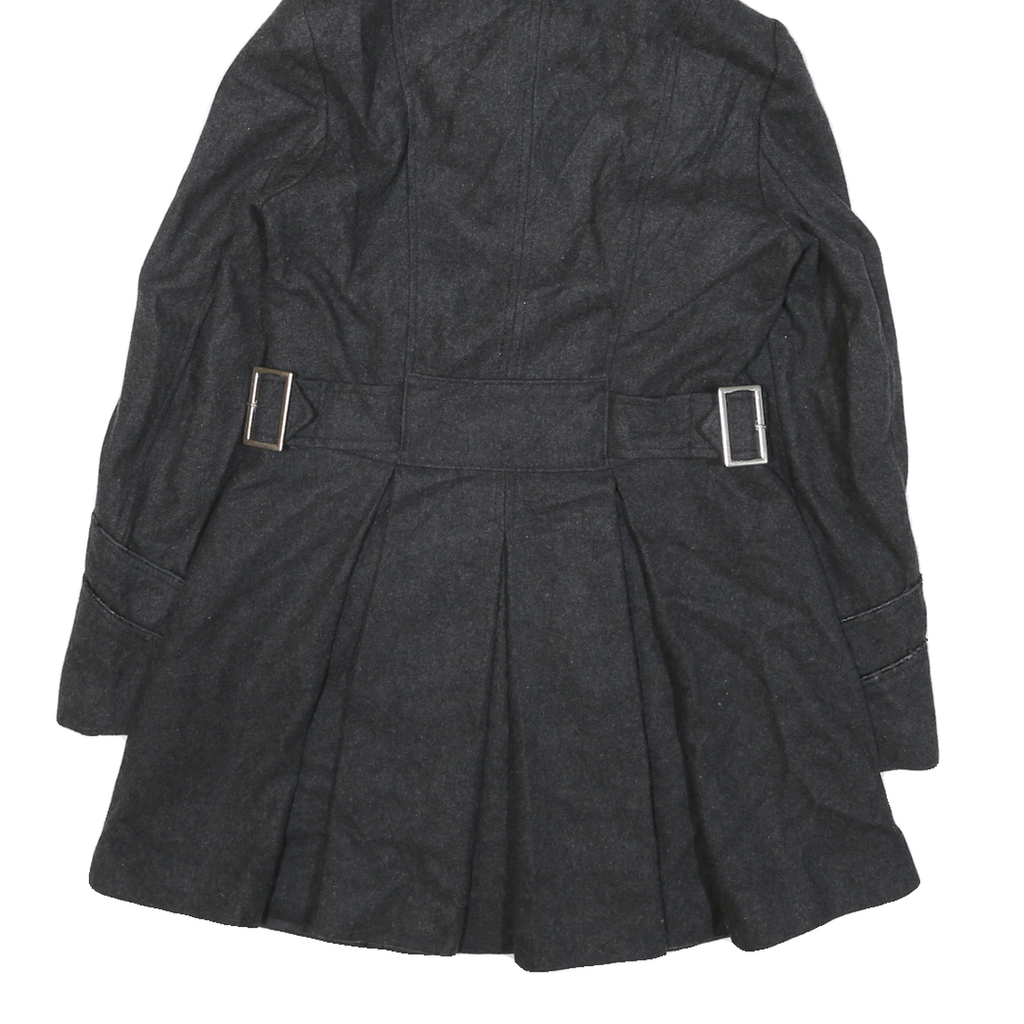 MISS 60 Womens Grey Button Jacket XS Cotton Blend Hooded Pleated