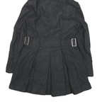 MISS 60 Womens Grey Button Jacket XS Cotton Blend Hooded Pleated