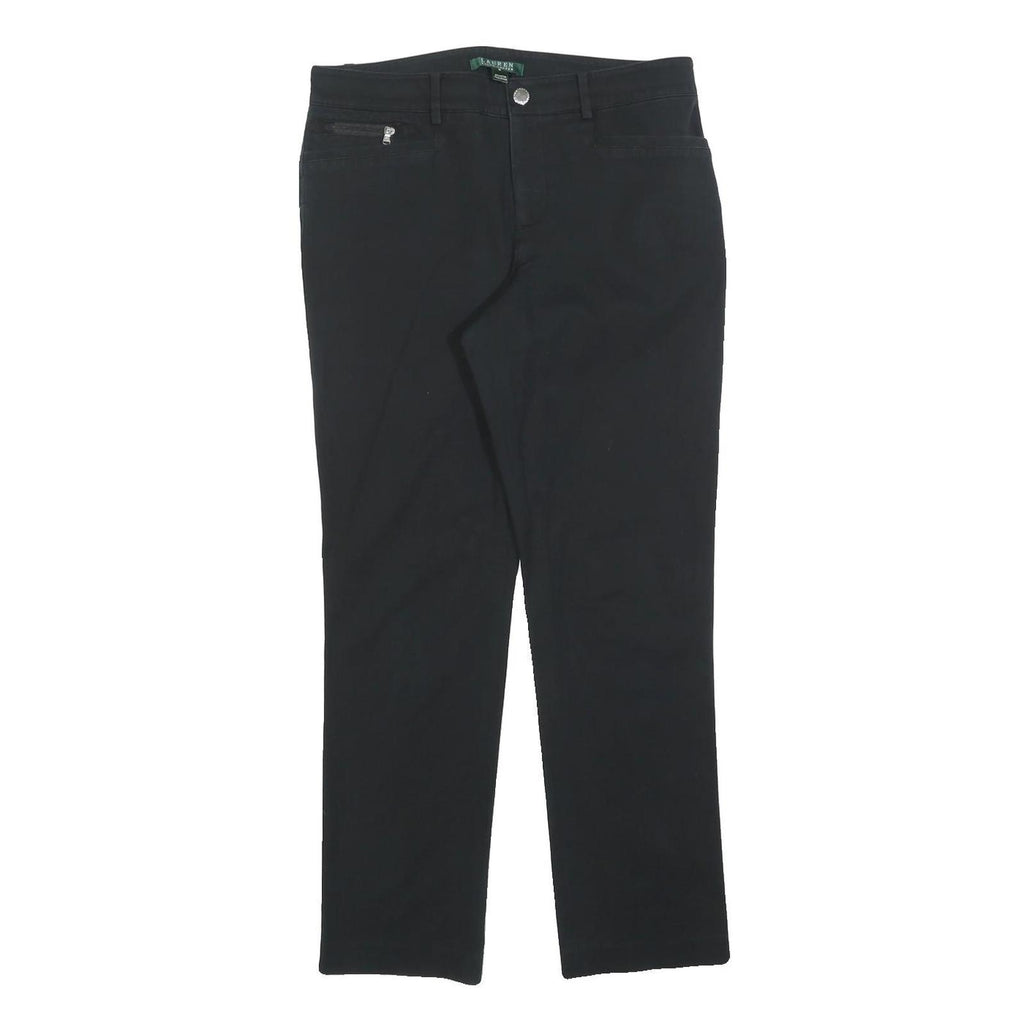 LAUREN RALPH LAUREN Womens Cotton Blend Black Slim Straight Trousers W30 L30